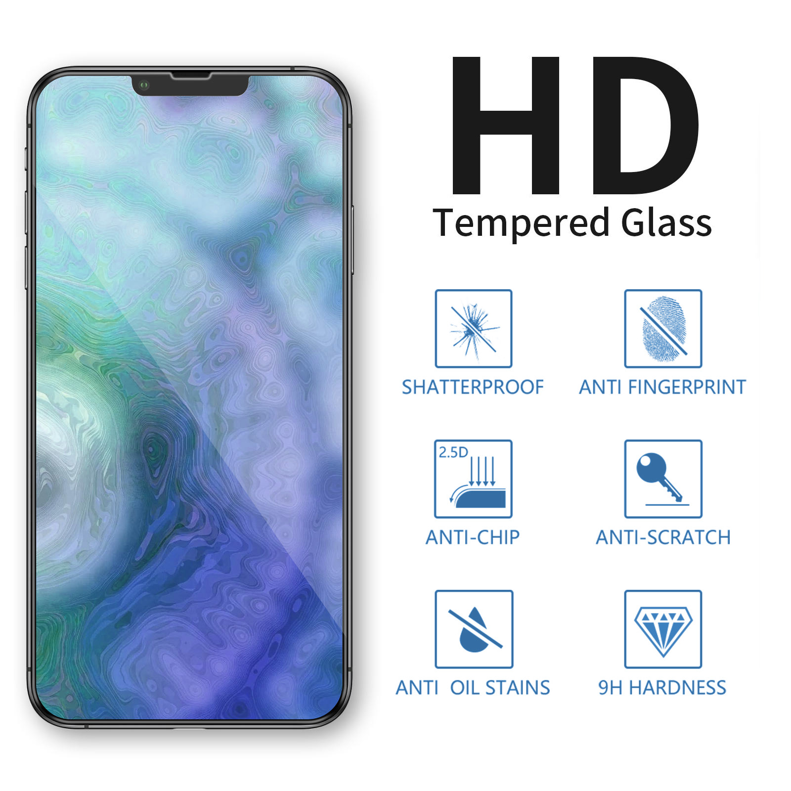 6D tempered glass film for iPhone XS MAX